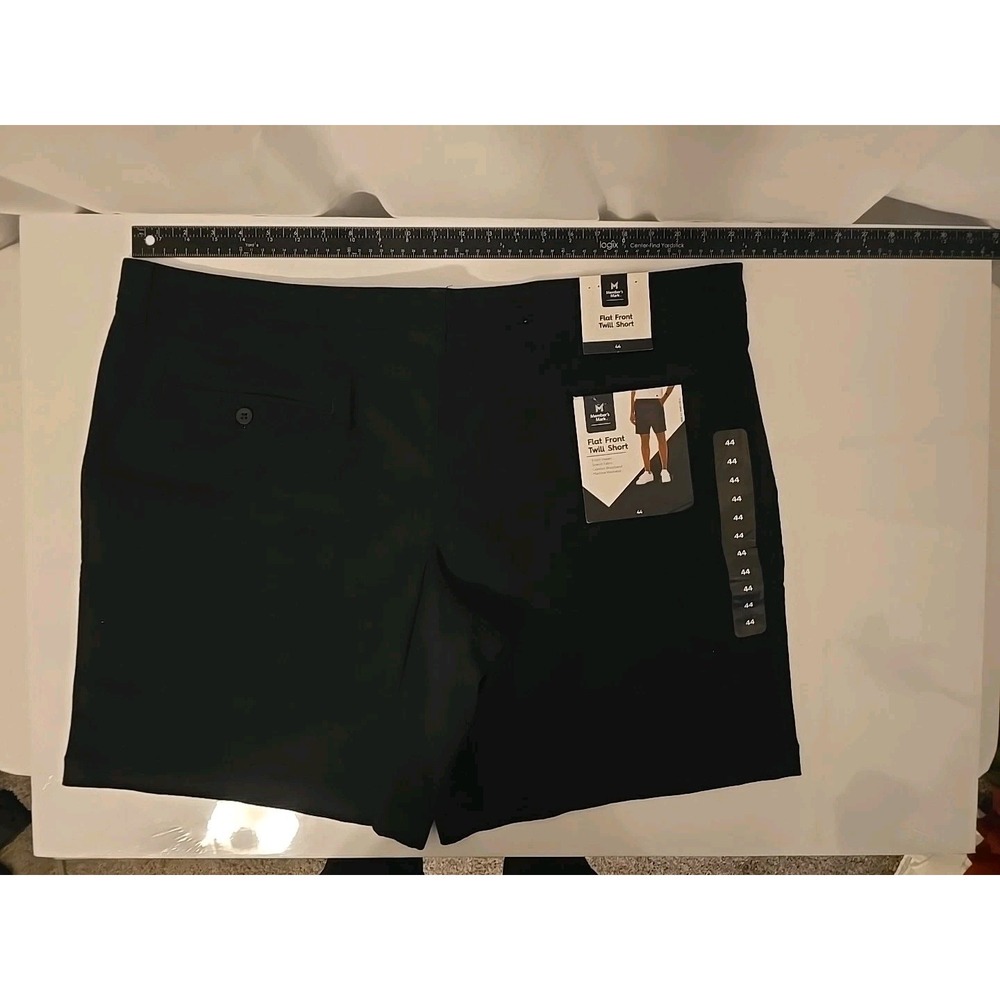 Members Mark Men's Black Flat Front Twill Shorts 9 Inch Inseam Size 44 NWT